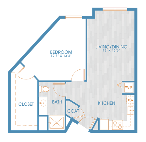 The Residences at Stone Creek in Milton, Washington One Bedroom Floor Plan